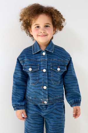 Veste En Coton Pour Enfants Style Jean Motif Rayé Classique h5 Image2