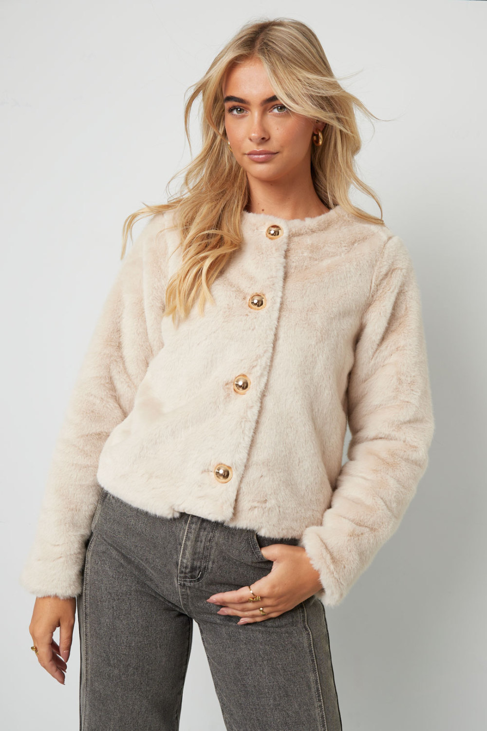 Tissu Polyester Fibre Manteau Femme Élégant Couleur Unie Automne/Hiver h5Image12