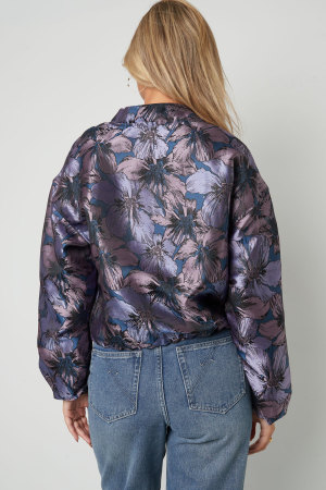 Tissu Polyester Fibre Veste Bomber Femme Casual Imprimé Floral h5 Image7