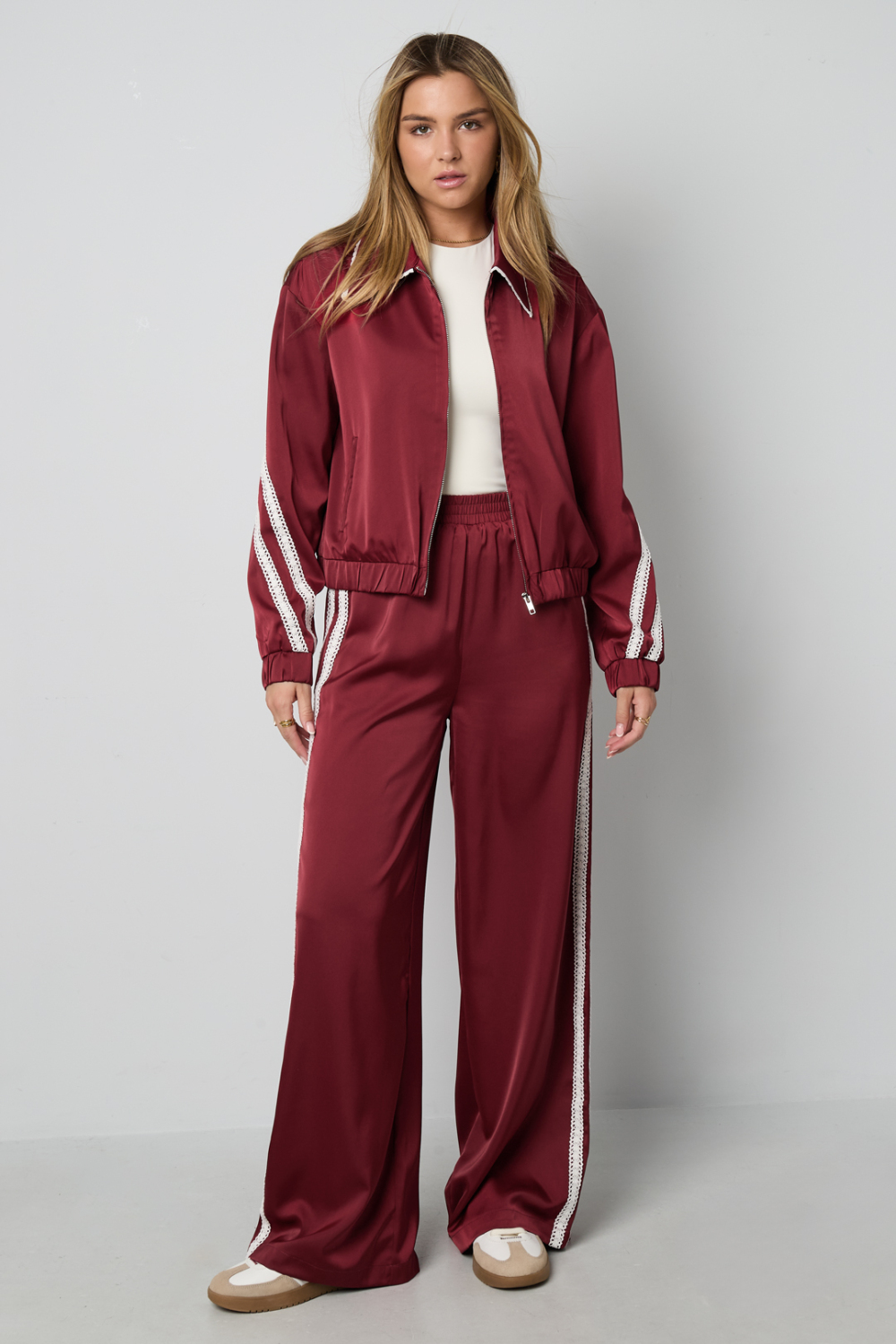 Veste Femme En Fibre De Polyester Tissée Sportive Contraste De Couleurs Ensemble 2 Pièces Image11