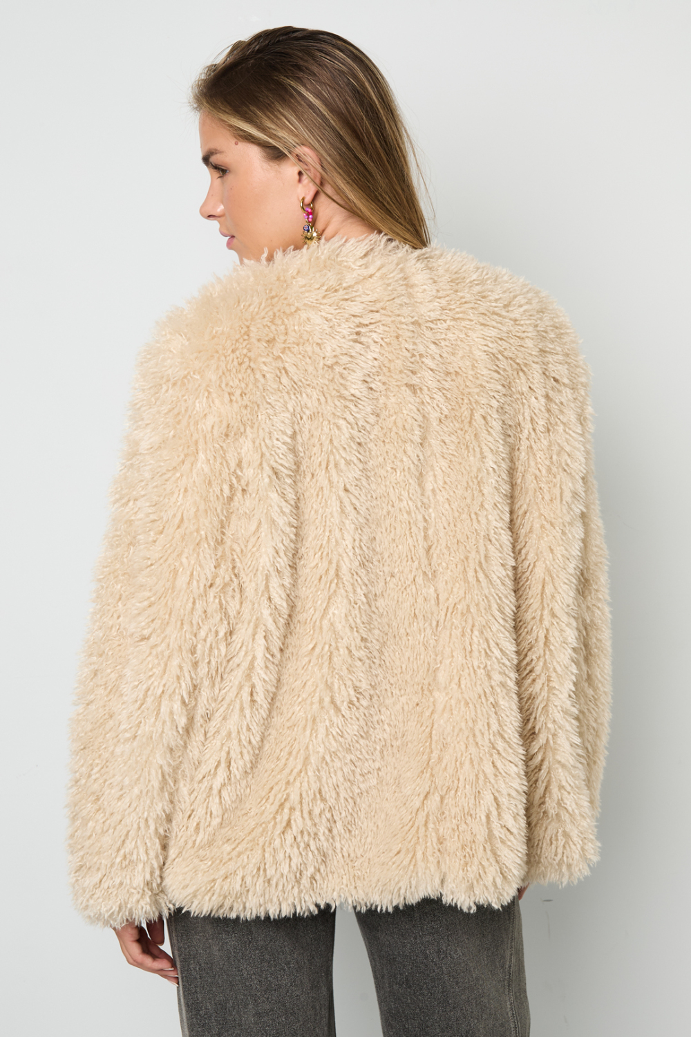 Tissu En Fibre De Polyester Femmes Manteau Élégant Couleur Unie Automne/Hiver h5Image11