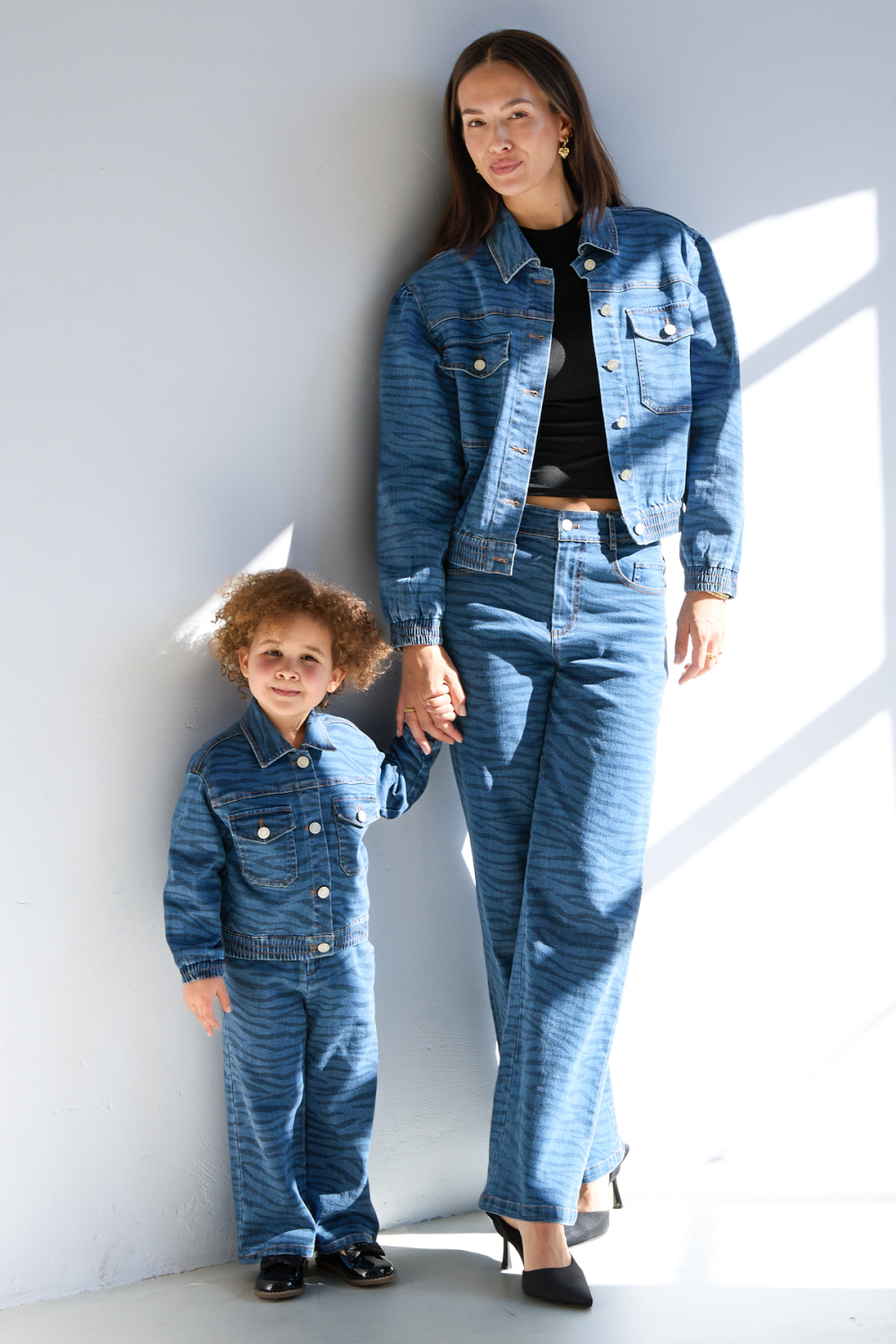 Veste En Coton Pour Enfants Style Jean Motif Rayé Classique h5Image3