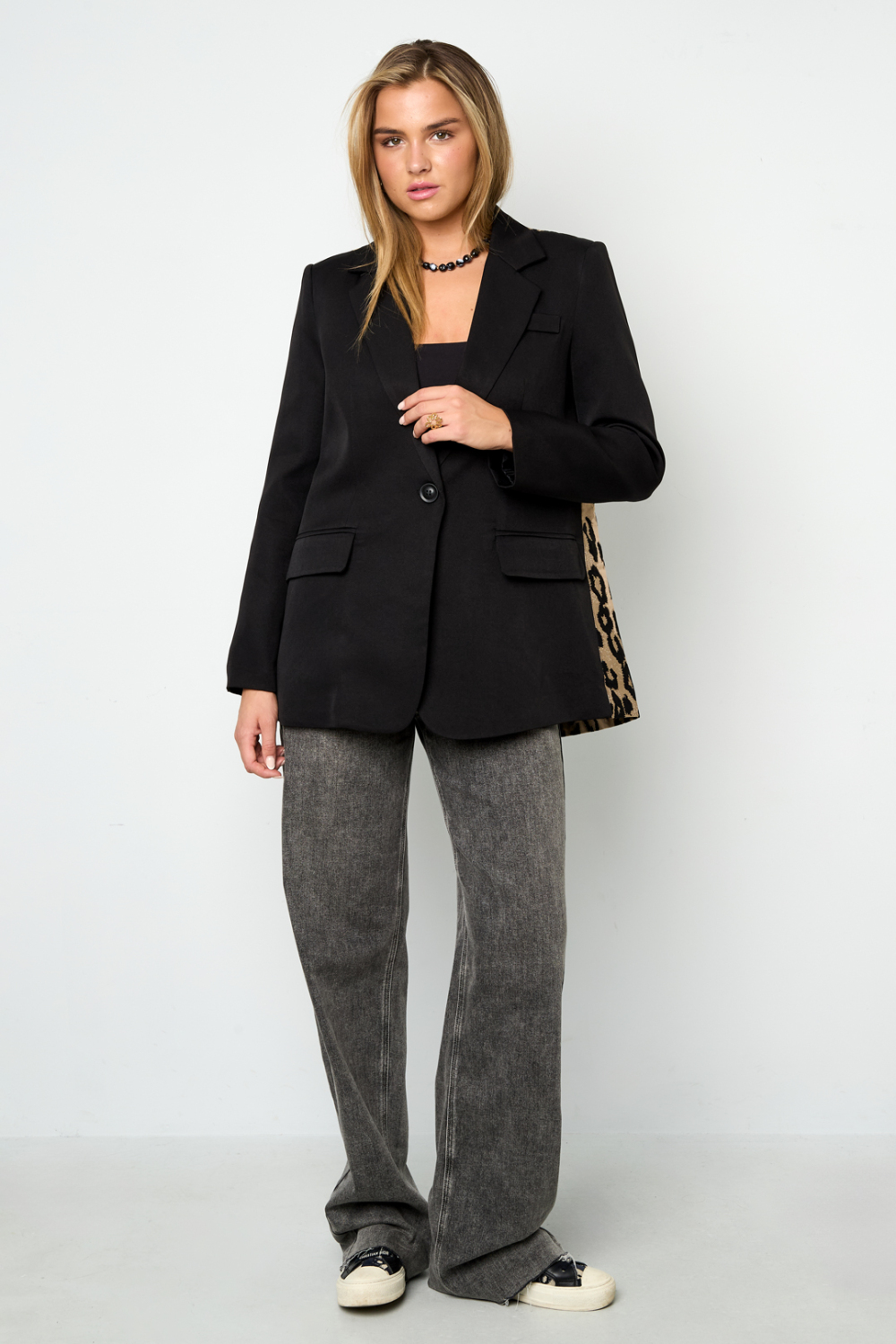 Tissu Polyester Fibre Ensemble De Costume Femme Casual Imprimé Léopard Image6