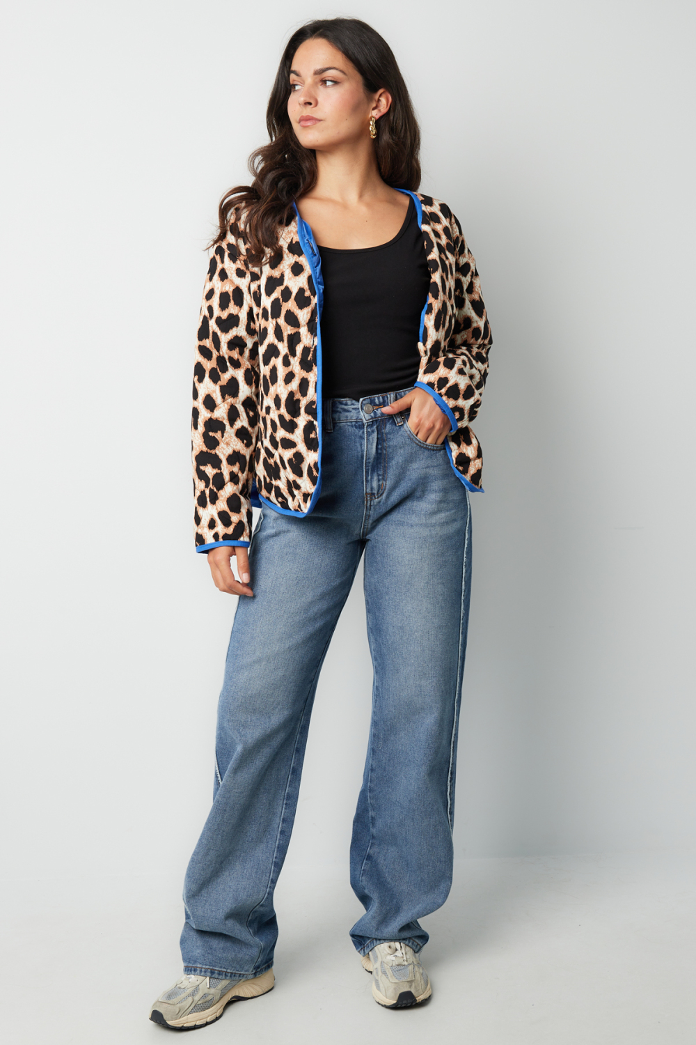 Pantalon En Jean Large À Taille Haute, Teinte Indigo Moyenne Image3