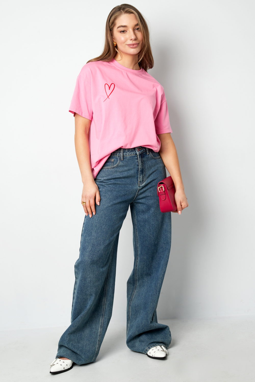 Coton Tissé Pantalon Large Femme Jeans Décontracté Couleur Unie Image6