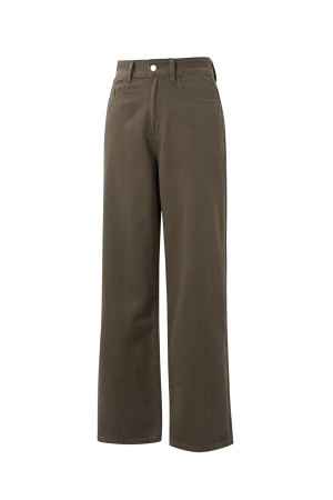 Coton Tissé Pantalon Droit Femme Casual Couleur Unie h5 Image3