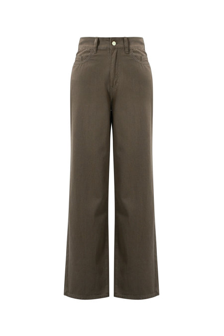 Coton Tissé Pantalon Droit Femme Casual Couleur Unie 2