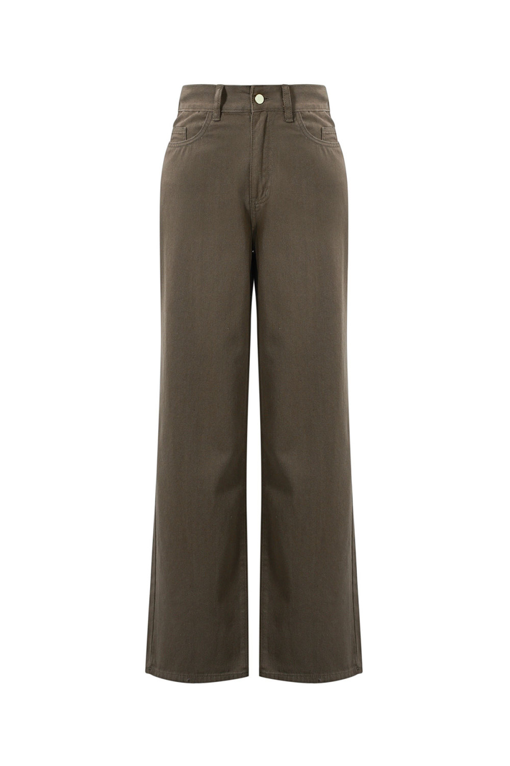 Coton Tissé Pantalon Droit Femme Casual Couleur Unie