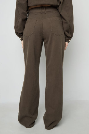 Coton Tissé Pantalon Droit Femme Casual Couleur Unie h5 Image7