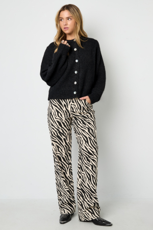 Tissu Coton Femmes Pantalon Droit Casual Rayures Zèbre h5 Image3