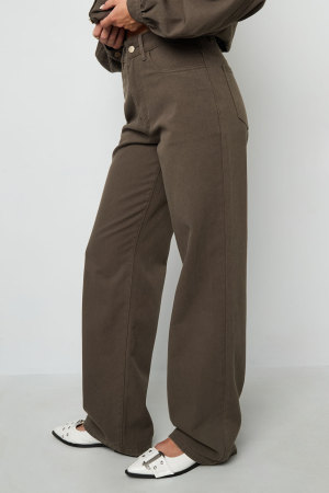 Coton Tissé Pantalon Droit Femme Casual Couleur Unie h5 Image6