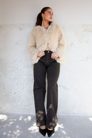 Coton Tissé Pantalon Droit Femme Imprimé Léopard Automne/Hiver h5 Image4