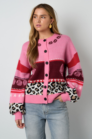Cardigan Femme En Fibre De Polyester Tricotée Style Décontracté Imprimé Floral h5 Image10
