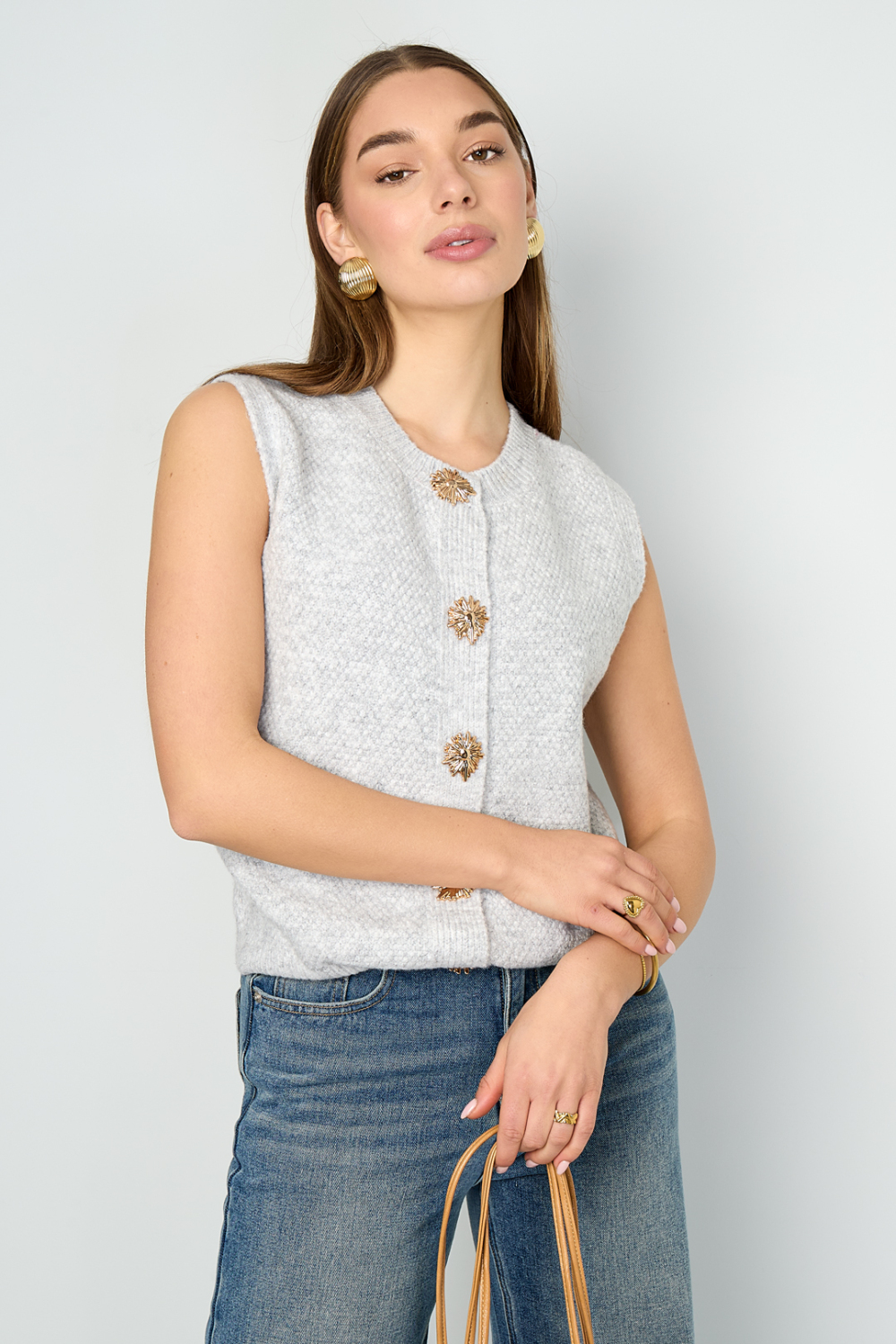 Veste Tricotée Fibre De Polyester Femme Tricotée Décontractée Couleur Unie Image9