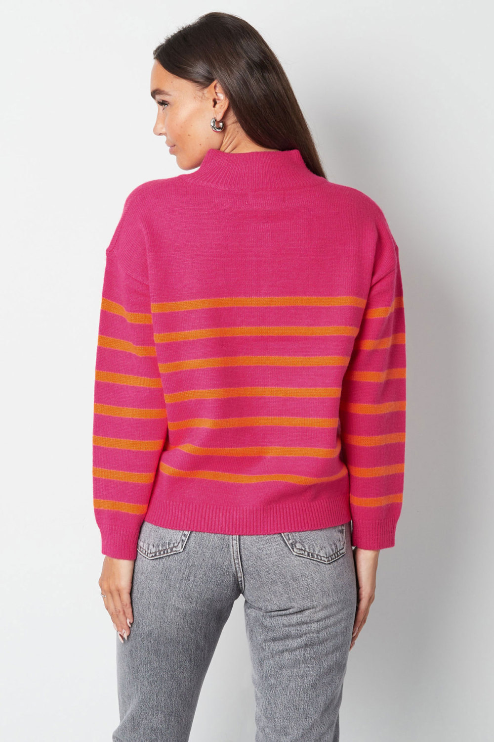 Pull À Demi-Fermeture Éclair En Laine Mélangée Tricotée Pour Femme Design Rayé Image14