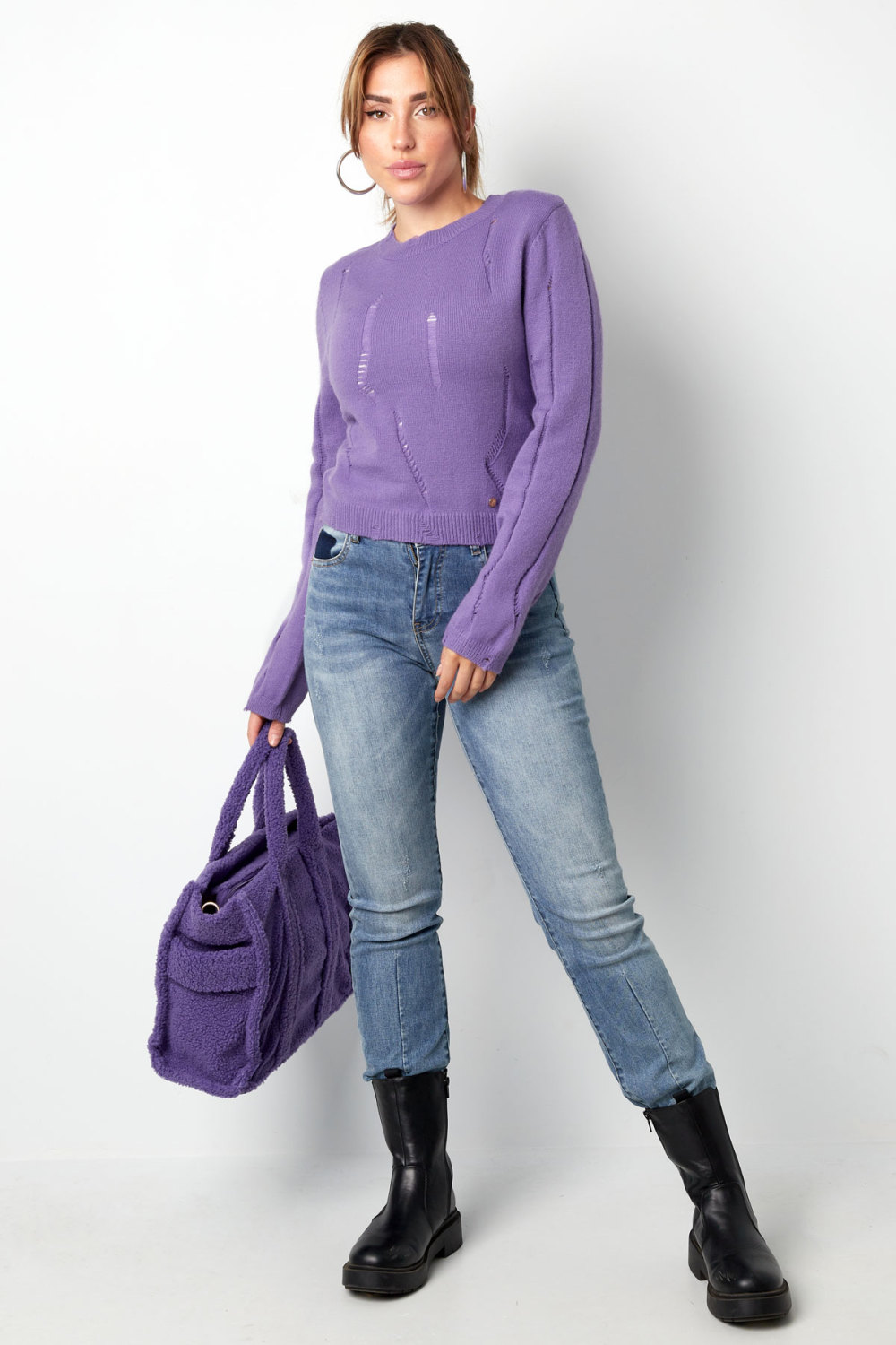 Pull Tricoté Avec Larmes Image6