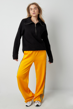 Pull En Laine Mélangée Tricoté Pour Femme À Demi-Fermeture Éclair Texture Côtes h5 Image3