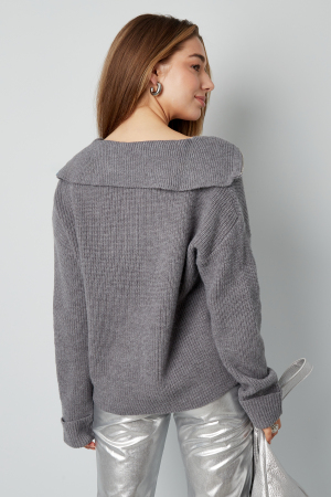 Pull En Laine Mélangée Tricoté Pour Femme À Demi-Fermeture Éclair Texture Côtes h5 Image11