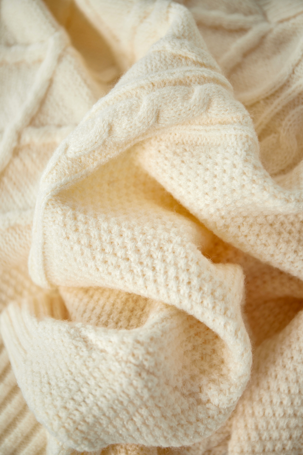 Pull À Col Montant En Laine Mélange Femme Fermeture Éclair Quart De Longueur Motif Câble Losange h5Image5