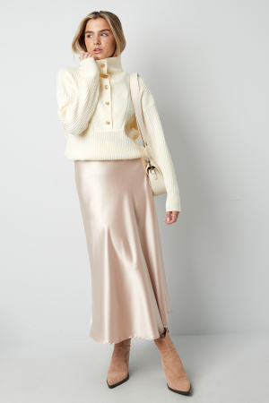 Pull Femme En Laine Mélange Tricoté À Col Montant Avec Boutons h5 Image8