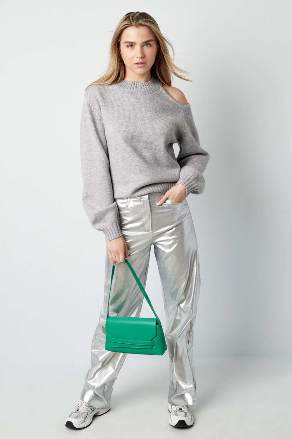Pull Col Montant Pour Femme Avec Découpe Asymétrique À L'épaule h5Image11