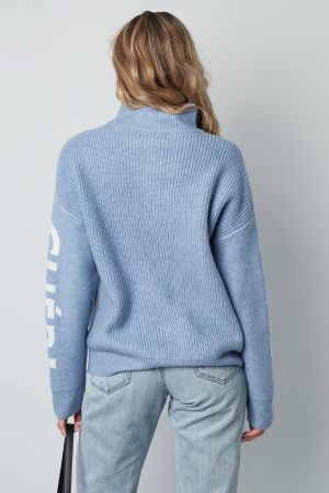 Pull À Capuche En Laine Mélangée Pour Femme Avec Fermeture Éclair Quart Et Manches Graphiques h5 Image9