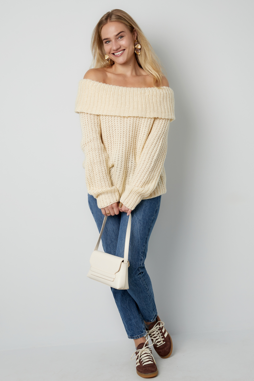 Recycled Polyester Blend Pulls Tricotés Off-Shoulder Automne/Hiver Image7