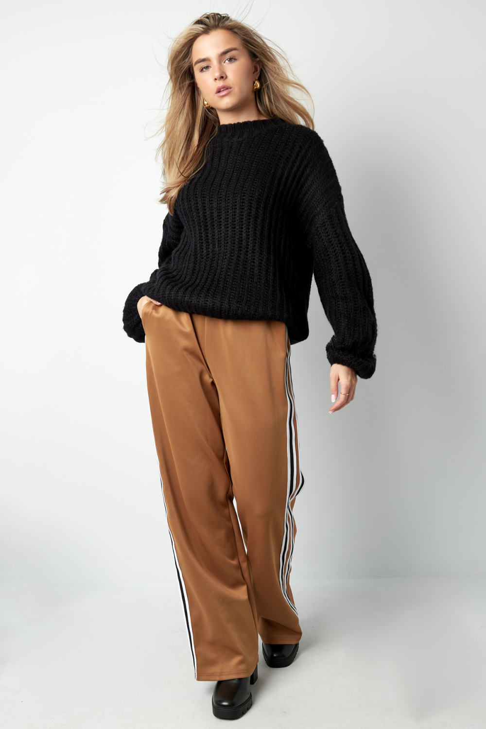 Pulls Femme Oversized En Coton Tricoté Maille Epaisse Image10