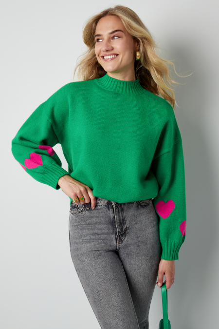 Pull Femme Oversized en Laine Mélange Tricoté avec Applique Cœur