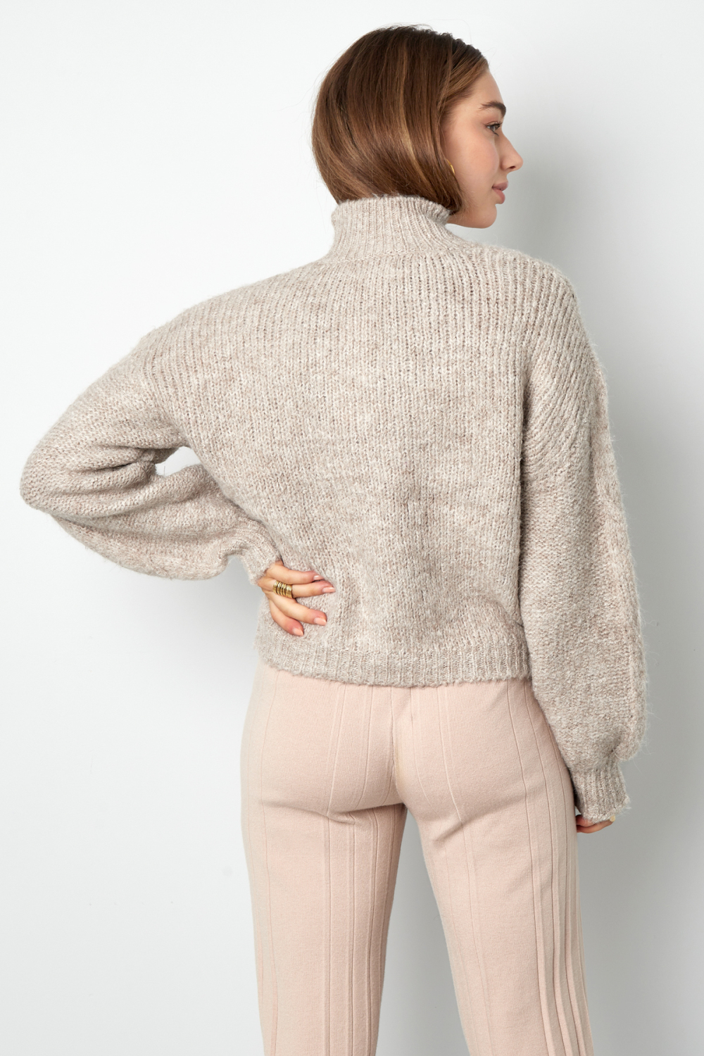 Pull En Acrylique Tricoté Pour Femme Col Roulé Oversized Image12