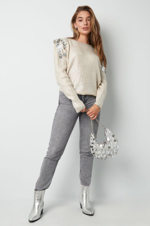 Pull Femme En Fibre Métallique Tricotée Détail Épaule À La Mode h5 Image13