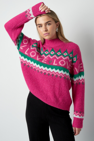 Pull En Polyester Tricot Femme Col Roulé Motif Love h5 Image11