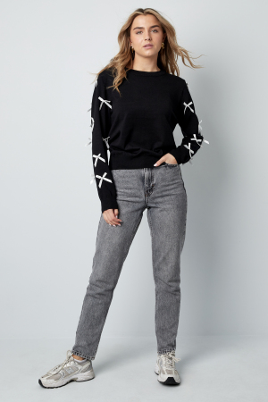 Pull En Viscose Pour Femme Manches Longues Détail Ruban Décoratif h5 Image10
