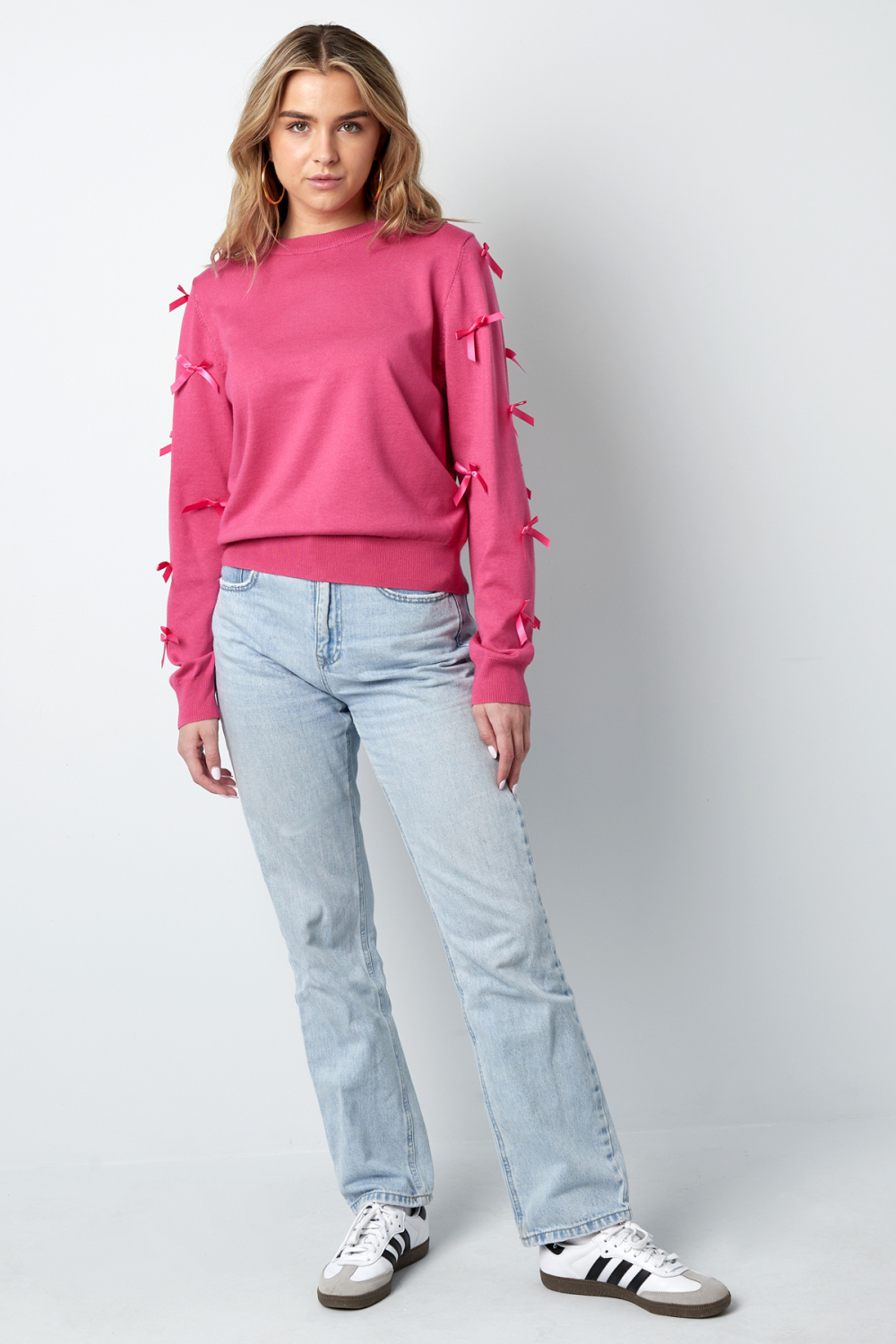 Pull En Viscose Pour Femme Manches Longues Détail Ruban Décoratif h5Image4