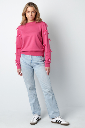 Pull En Viscose Pour Femme Manches Longues Détail Ruban Décoratif h5 Image4