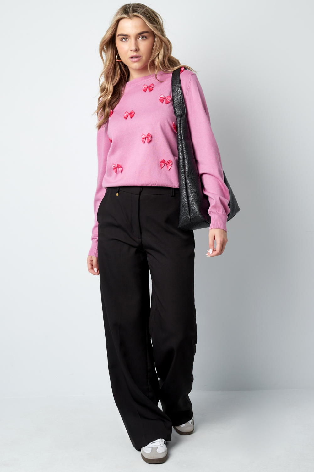 Top Manches Longues Femme En Viscose Avec Détail Nœud Décoratif Image6