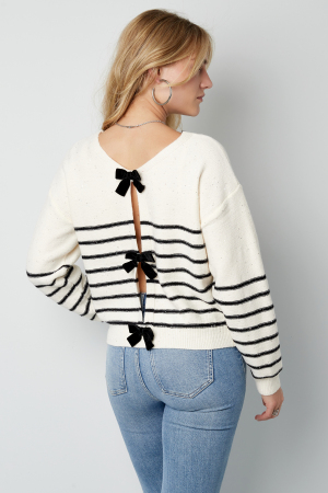 Pull En Polyester Tissé Femme Manches Longues Détail Nœud Rayures h5 Image6