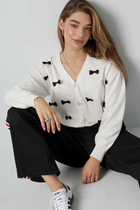 Cardigan Tricot Viscose Femme Col V Détail Nœud