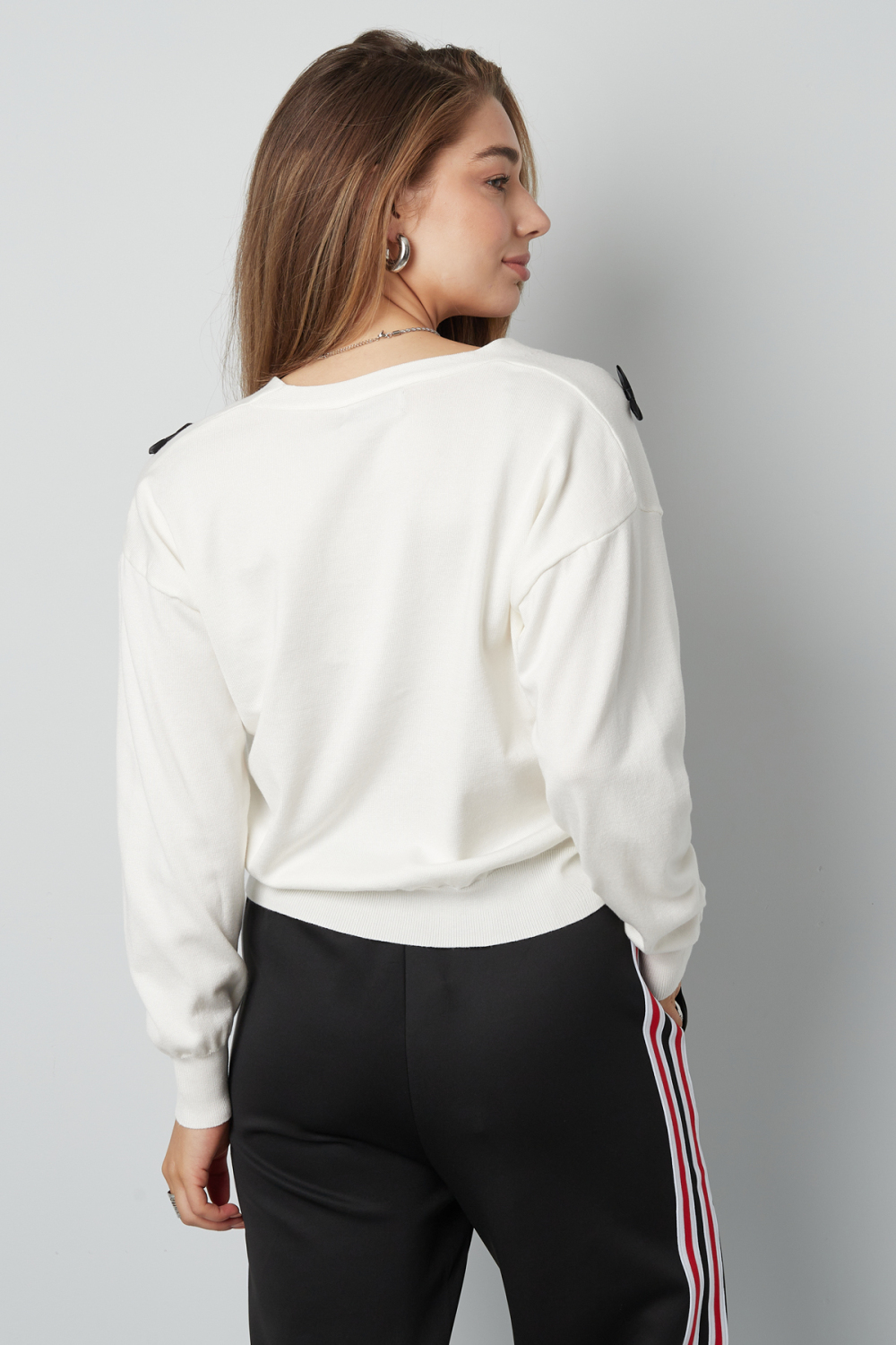 Cardigan Tricot Viscose Femme Col V Détail Nœud h5Image4