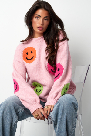 Pull Femme Oversized En Laine Mélange Tricoté Appliqué Visage Souriant h5 Image5