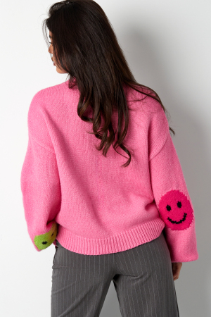 Pull Femme Oversized En Laine Mélange Tricoté Appliqué Visage Souriant h5 Image8