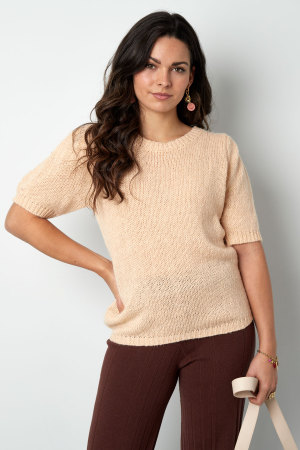 Top Manches Courtes Femme En Nylon Tricoté Avec Détail Nœud À L'arrière h5 Image4