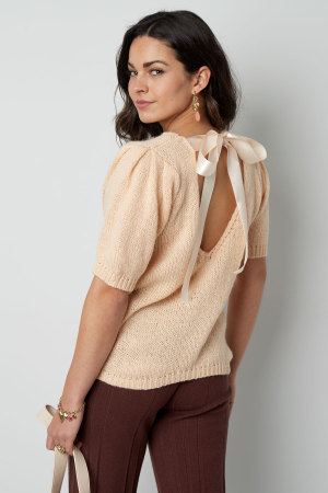 Top Manches Courtes Femme En Nylon Tricoté Avec Détail Nœud À L'arrière h5 Image6