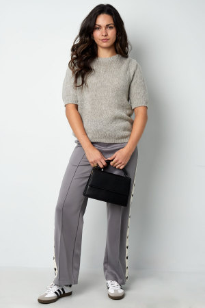Top Manches Courtes Femme En Nylon Tricoté Avec Détail Nœud À L'arrière h5 Image12