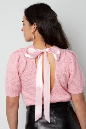Top Manches Courtes Femme En Nylon Tricoté Avec Détail Nœud À L'arrière h5 Image13