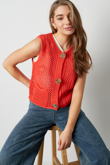 Pull En Maille Polyester Femme Gilet À Motif ajouré