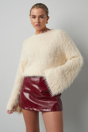 Pull En Fourrure Synthétique Femme Coupe Courte Texture Douce h5 Image11