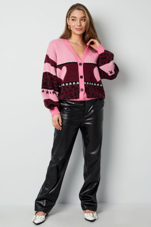 Cardigan Tricoté Pour Femme Avec Motifs Cœur Et Léopard h5 Image3