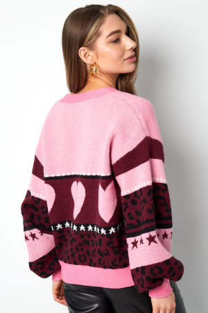 Cardigan Tricoté Pour Femme Avec Motifs Cœur Et Léopard h5 Image6