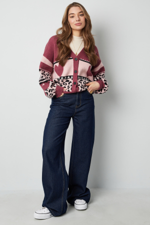 Cardigan Tricoté Pour Femme Avec Motifs Cœur Et Léopard h5 Image4